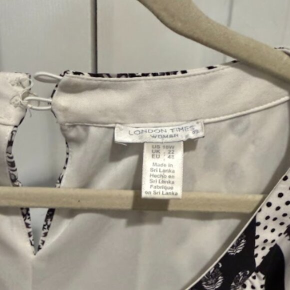 London Times Black White Maxi Dress 18W Sleeveless Empire Waist - Picture 3 of 3